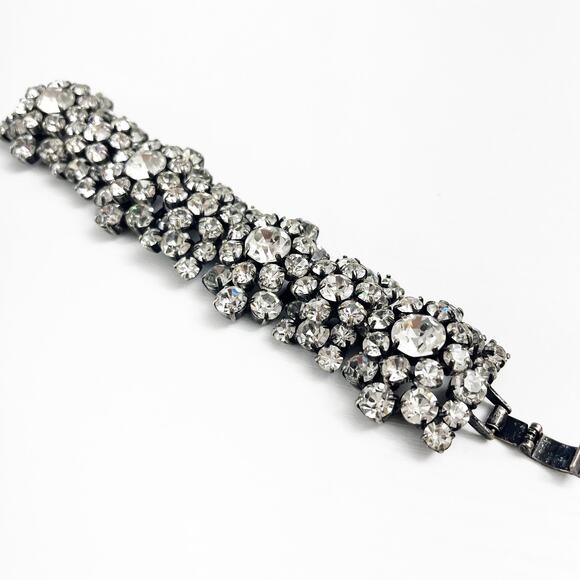 J. Crew Vintage Rare Crystal Cluster Statement Bracelet - Picture 2 of 10